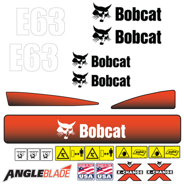 FITS E63 BOBCAT EXCAVATOR REPLACEMENT DECALS STICKERS - OUTDOOR DURABLE LAMINATE